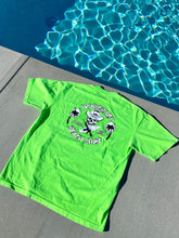 Load image into Gallery viewer, Neon Green Wolverines Tee, No Kooks, No Commies Beach Club Jolly Roger design.
