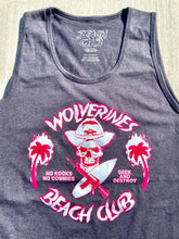 Load image into Gallery viewer, Grey Wolverines Tank Top, No Kooks, No Commies Beach Club Jolly Roger design.
