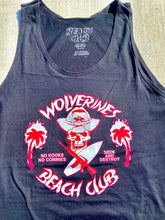 Load image into Gallery viewer, Black Wolverines Tank Top, No Kooks, No Commies Beach Club Jolly Roger design.
