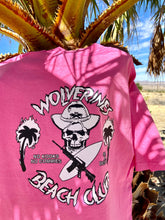 Load image into Gallery viewer, Neon Pink Tee, No Kooks, No Commies Beach Club Jolly Roger design.
