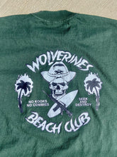 Load image into Gallery viewer, Dark Green Wolverines Tee, No Kooks, No Commies Beach Club Jolly Roger design.
