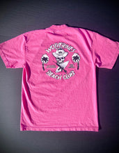 Load image into Gallery viewer, Neon Pink Tee, No Kooks, No Commies Beach Club Jolly Roger design.
