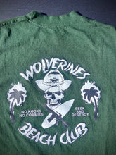 Load image into Gallery viewer, Dark Green Wolverines Tee, No Kooks, No Commies Beach Club Jolly Roger design.
